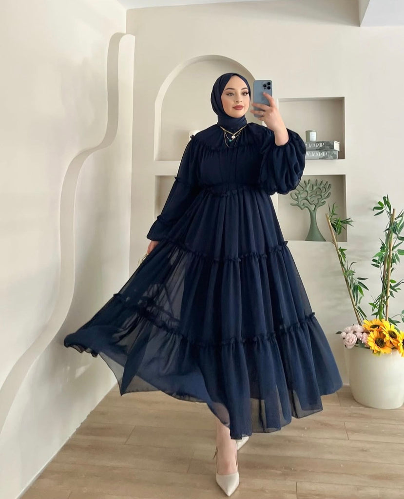 Tiered Chiffon Maxi Dress The Levant Swan Tiered Chiffon Maxi Dress The Levant Swan