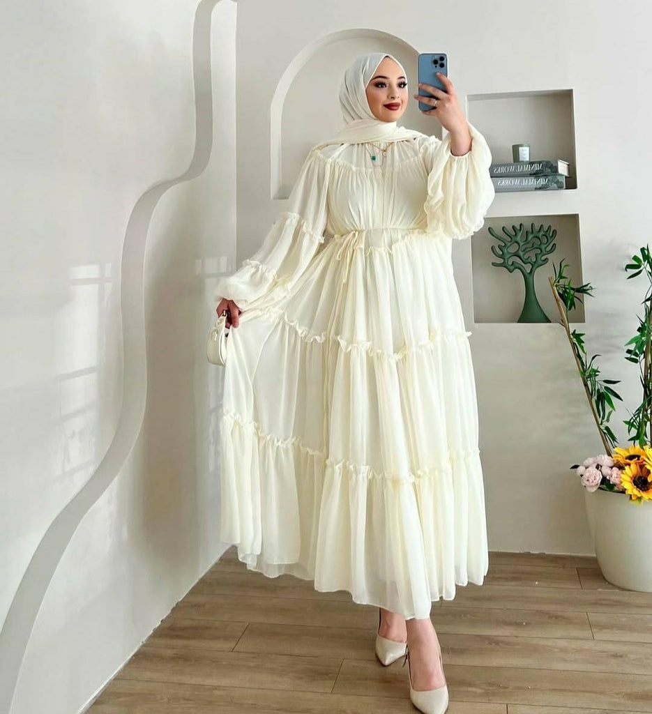 Tiered Chiffon Maxi Dress – The Levant Swan Tiered Chiffon Maxi Dress – The Levant Swan
