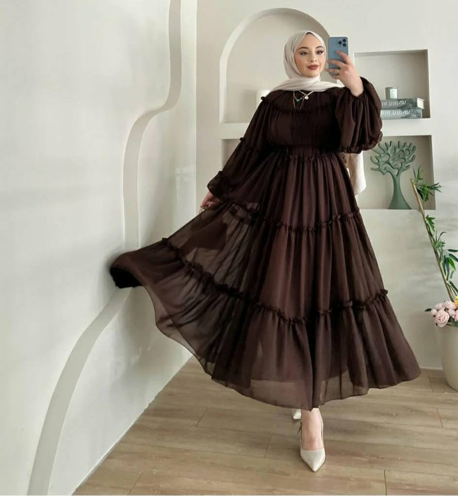 Tiered Chiffon Maxi Dress