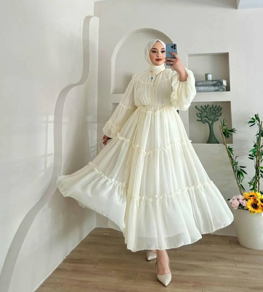 Tiered Chiffon Maxi Dress The Levant Swan Tiered Chiffon Maxi Dress The Levant Swan