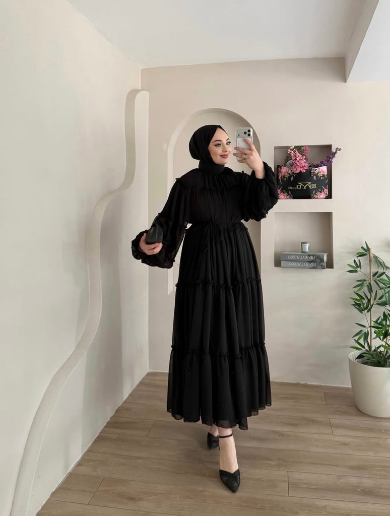end of days chiffon maxi dress Tiered Chiffon Maxi Dress – The Levant Swan
