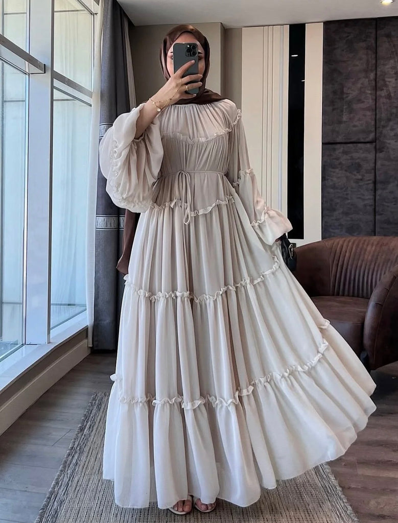 Tiered Chiffon Maxi Dress The Levant Swan Tiered Chiffon Maxi Dress The Levant Swan