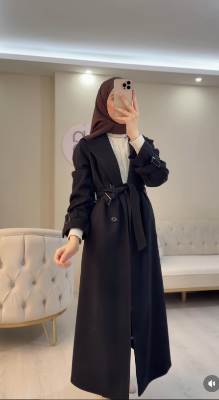 Elegant Long Belted Coat – Modest Classic Style