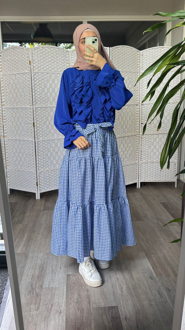 Gingham Tiered Maxi Skirt