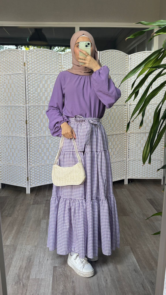 Gingham Tiered Maxi Skirt