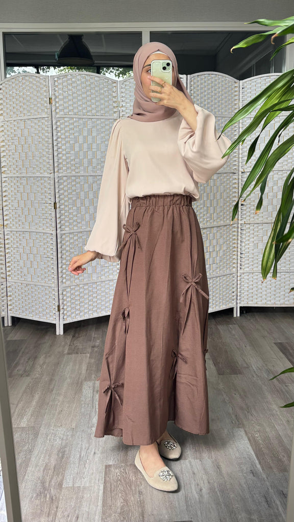 Bow Detail A-Line Maxi Skirt