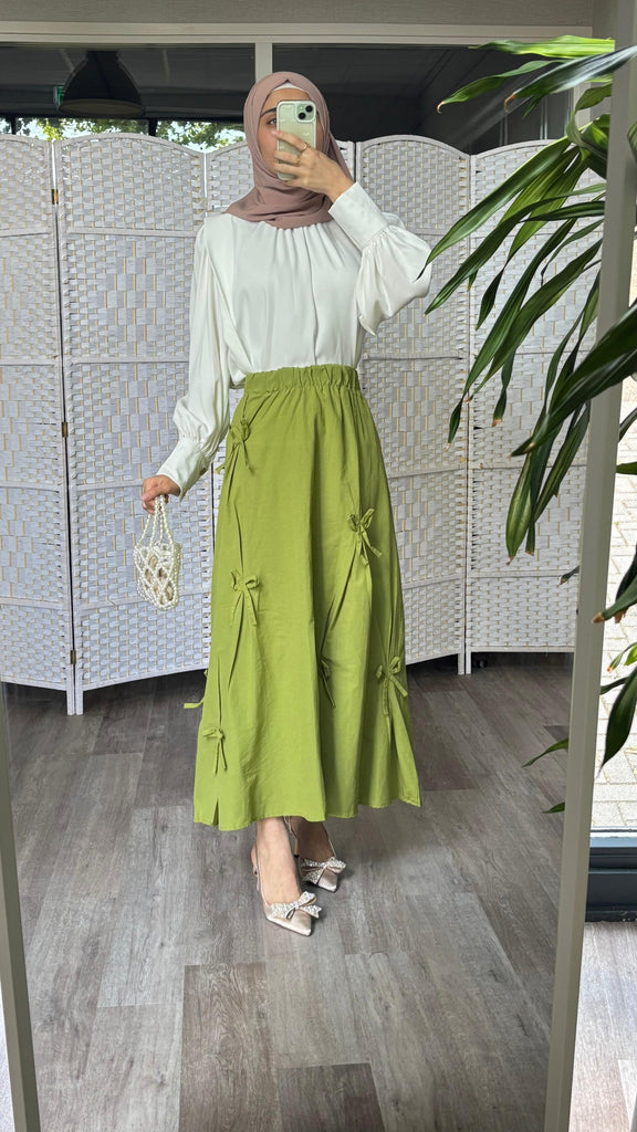 Bow Detail A-Line Maxi Skirt