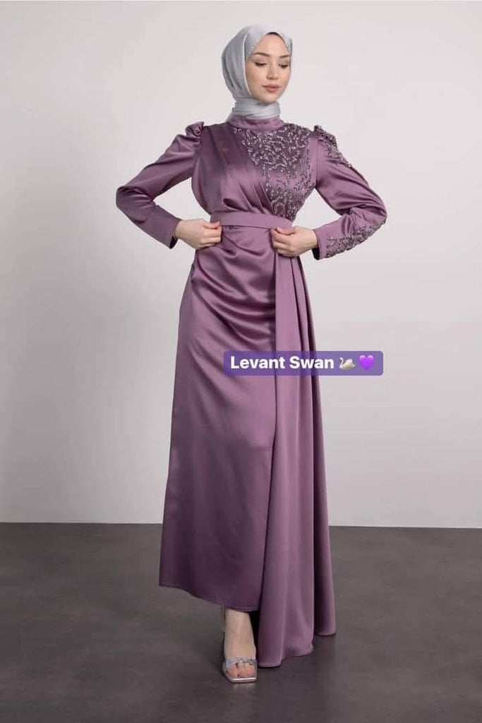 Satin Embellished Evening Dress