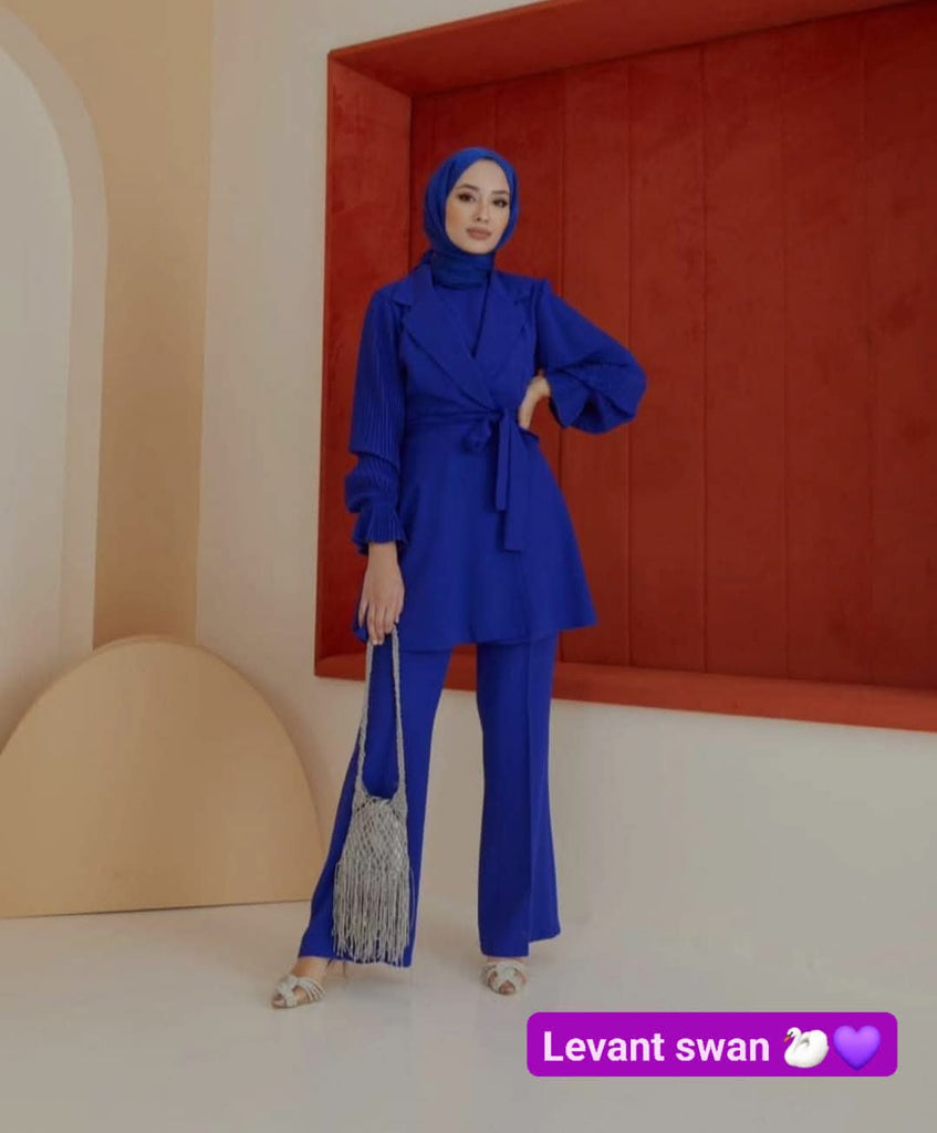 Pleated Sleeve Pantsuit