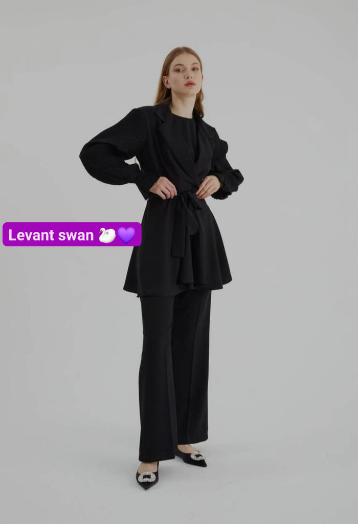 Pleated Sleeve Pantsuit