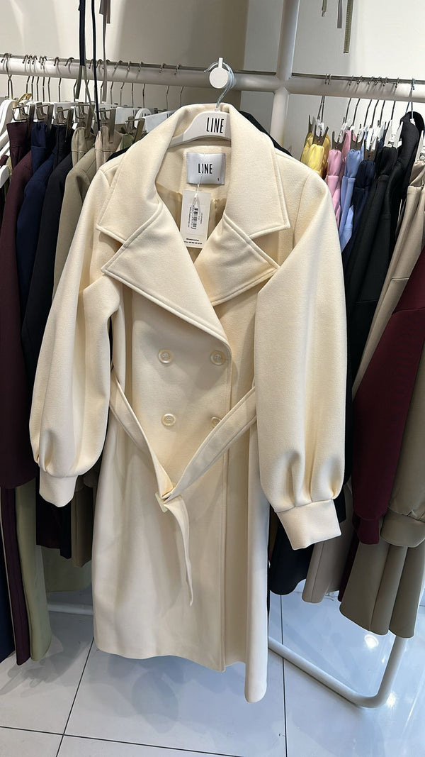 Modest Double-Breasted Coat with Belt