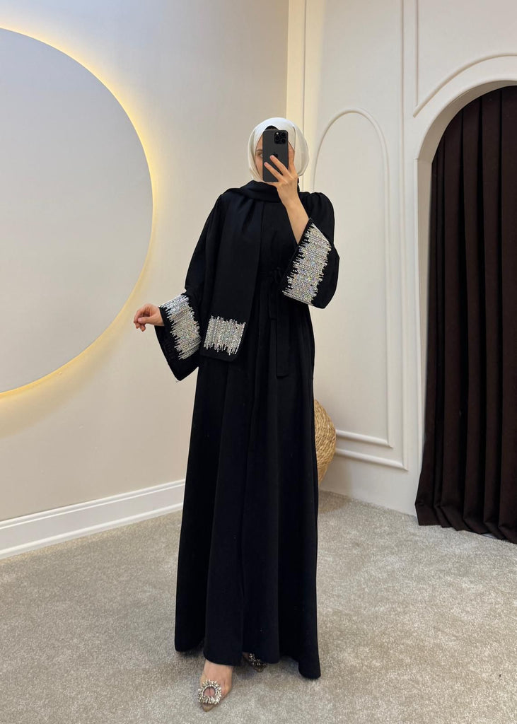 Elegant Embellished Sleeve Modest Abaya