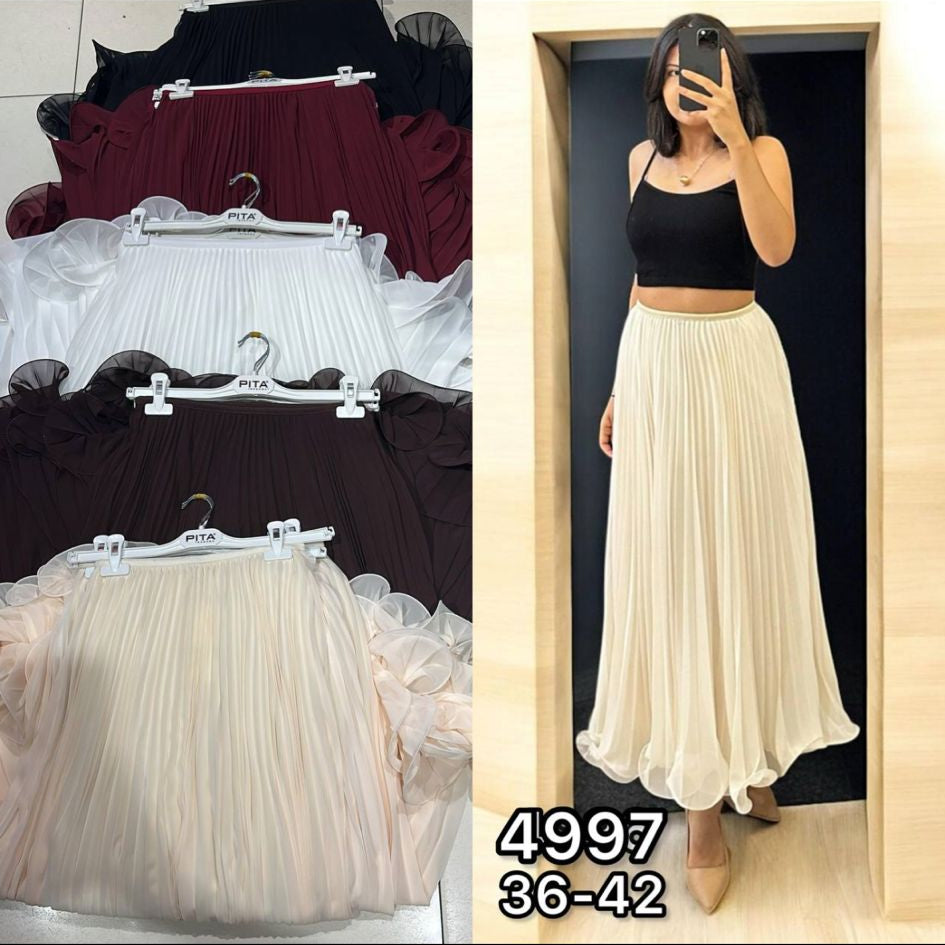 Pleated Chiffon Maxi Skirt – High Waist Elegant Skirt