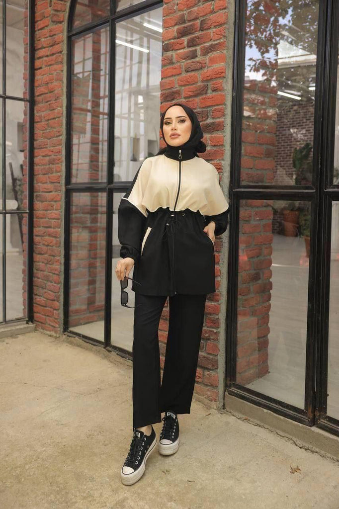Modest Sporty Zip-Up Two-Piece Set