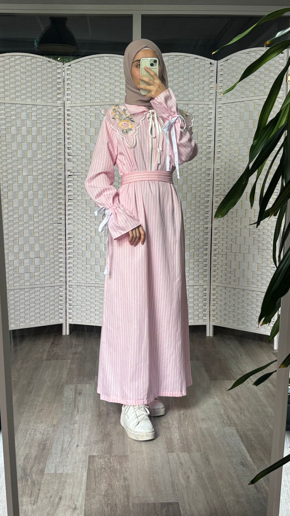 Striped Embroidered Shirt Dress The Levant Swan Striped Embroidered Shirt Dress The Levant Swan