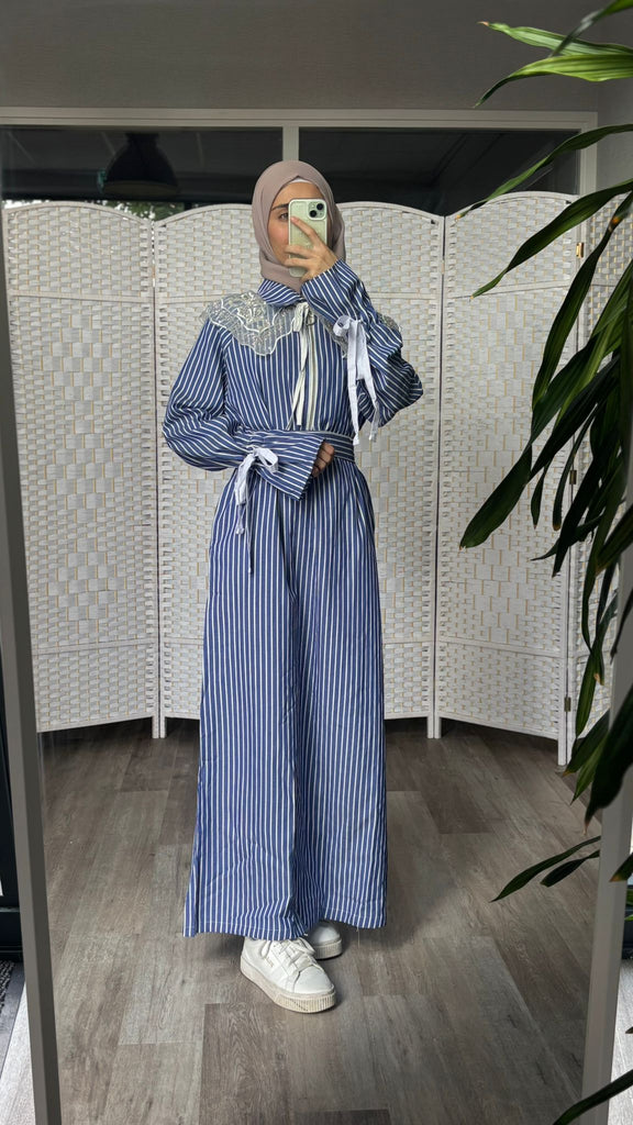 Striped Embroidered Shirt Dress The Levant Swan Striped Embroidered Shirt Dress The Levant Swan
