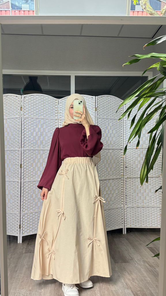 Bow Detail A-Line Maxi Skirt