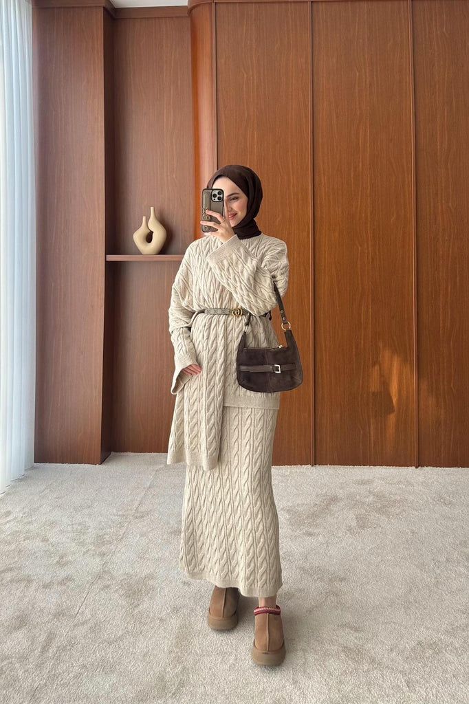 Cable Knit Three-Piece Set