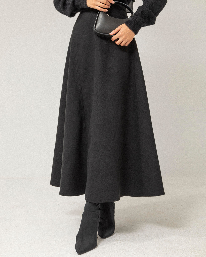 Classic Wool Blend Flare Skirt