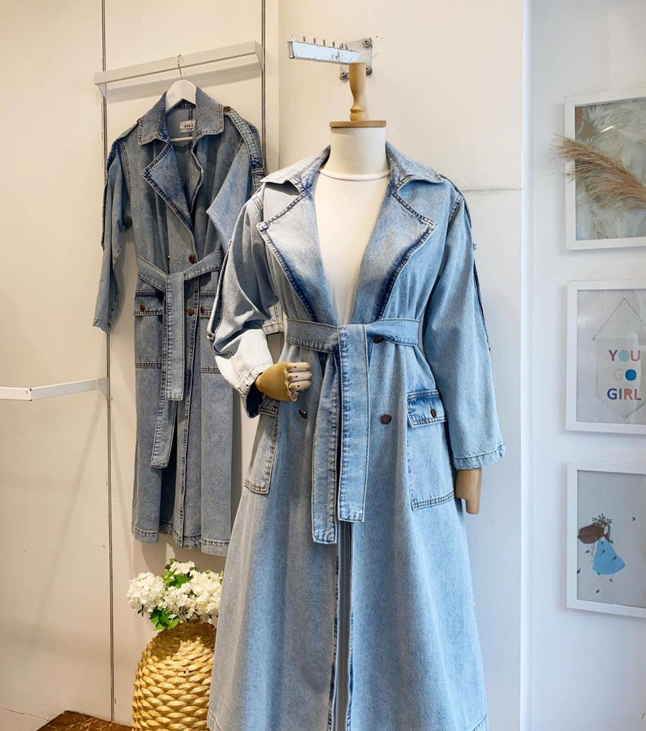 Classic Denim Trench Coat