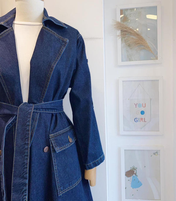  Classic Denim Trench Coat