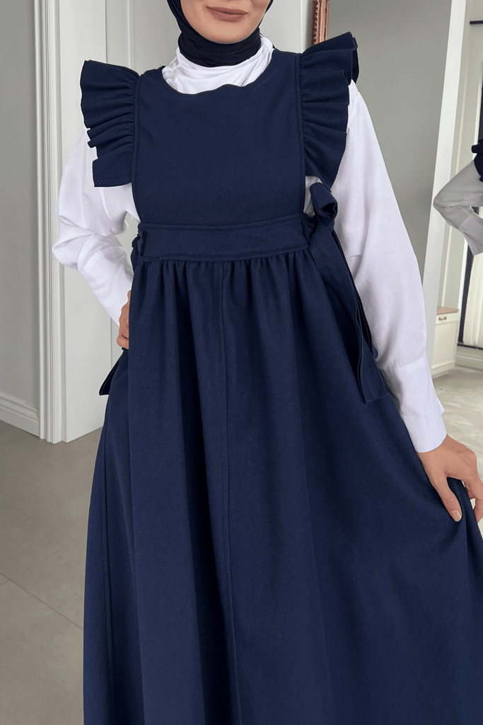 Ruffled Wool Pinafore Dress