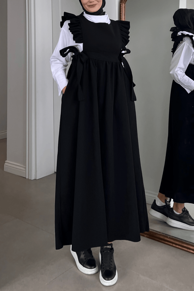 Ruffled Wool Pinafore Dress