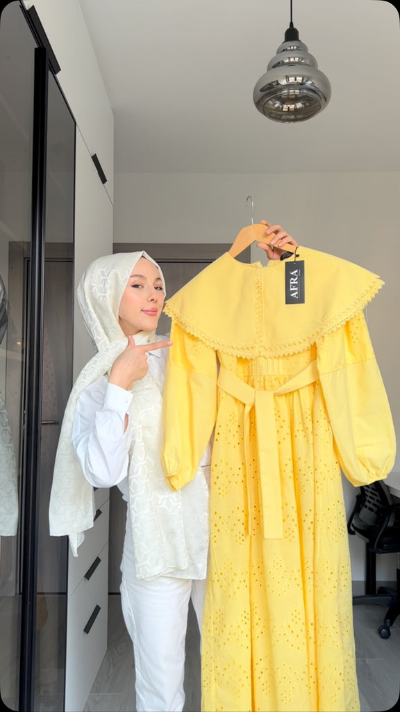 Elegant Broderie Modest Maxi Dress