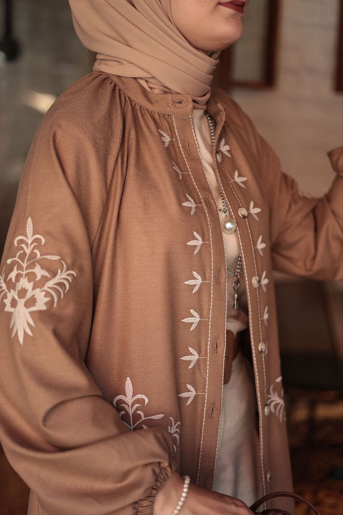 Embroidered Button-Down Kimono Jacket