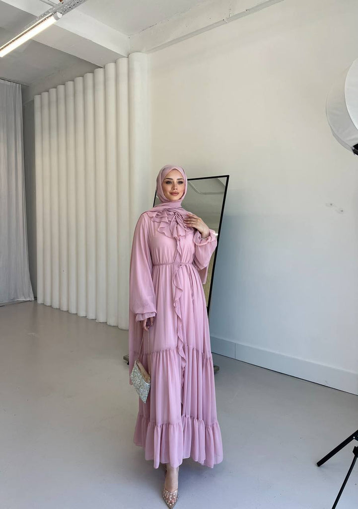 Elegant Ruffle Maxi Dress Modest Flowing Chiffon Gown The Levant Swan Elegant Ruffle Maxi Dress Modest Flowing Chiffon Gown The Levant Swan