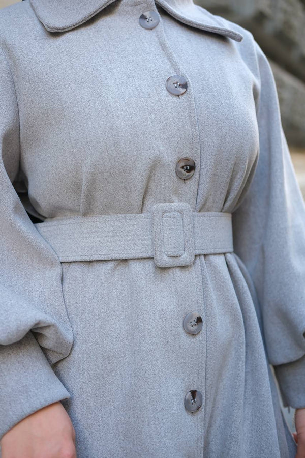 Elegant Belted Long Coat – Modest Chic Collection