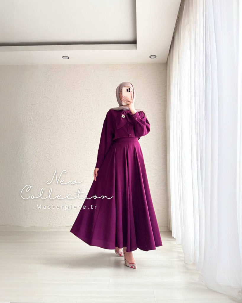 Elegant Bow Blouse & Pleated Maxi Skirt Set