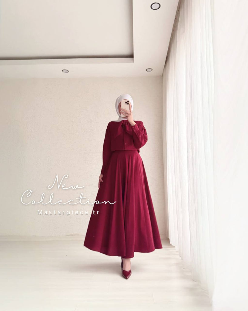 Elegant Bow Blouse & Pleated Maxi Skirt Set