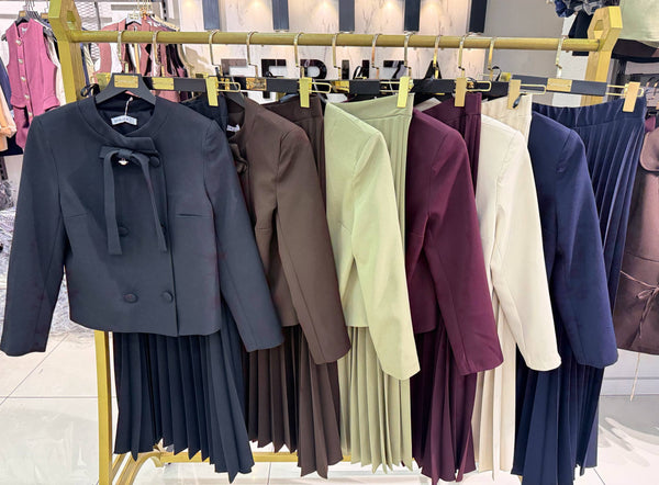 Elegant Modest Blazer & Pleated Skirt Set