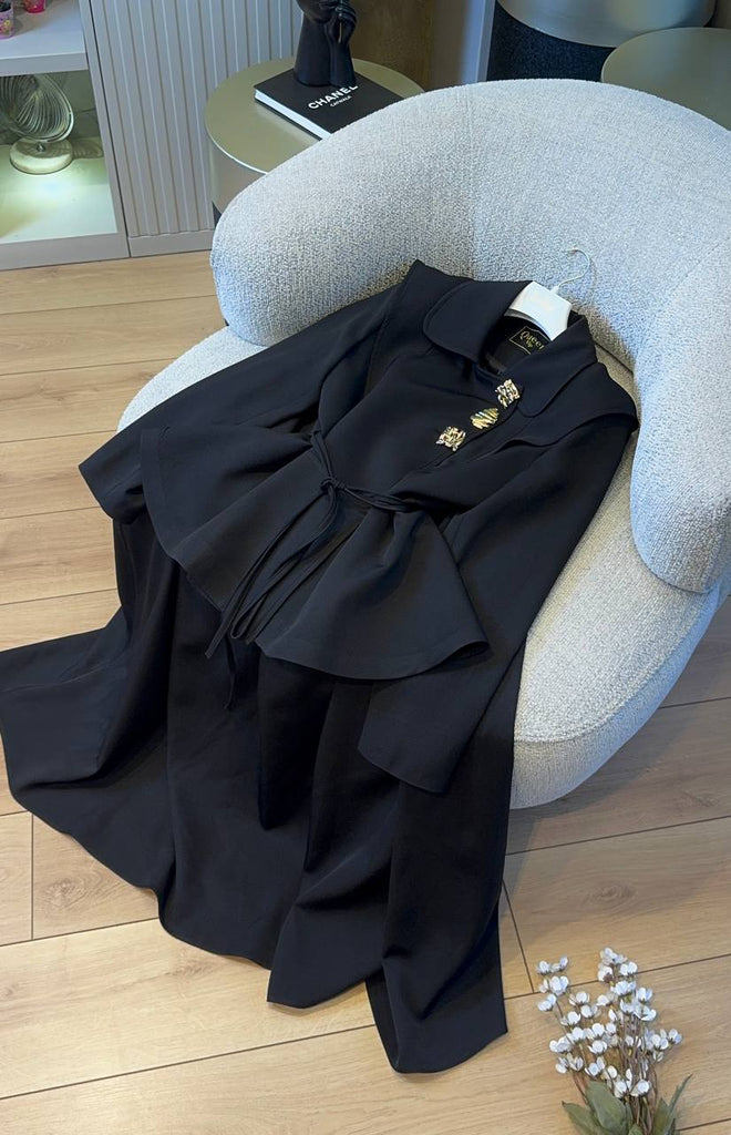 Elegant Belted Modest Suit Set with Maxi Skirt