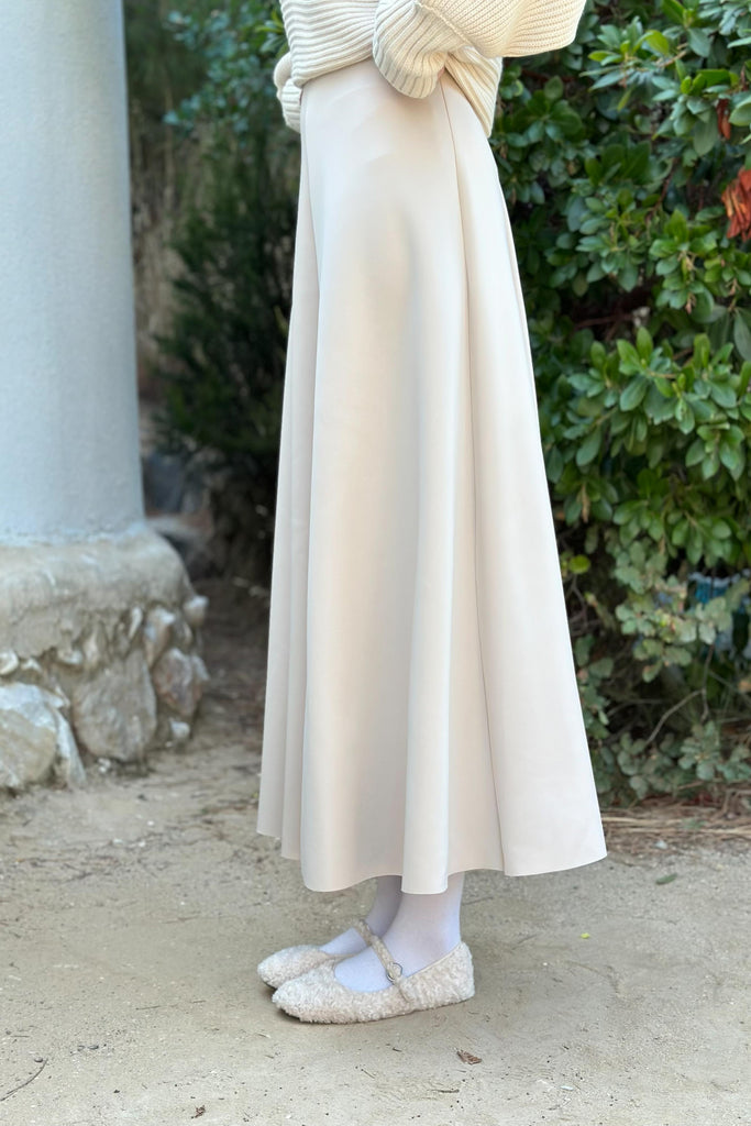 Elegant Flared Scuba Maxi Skirt