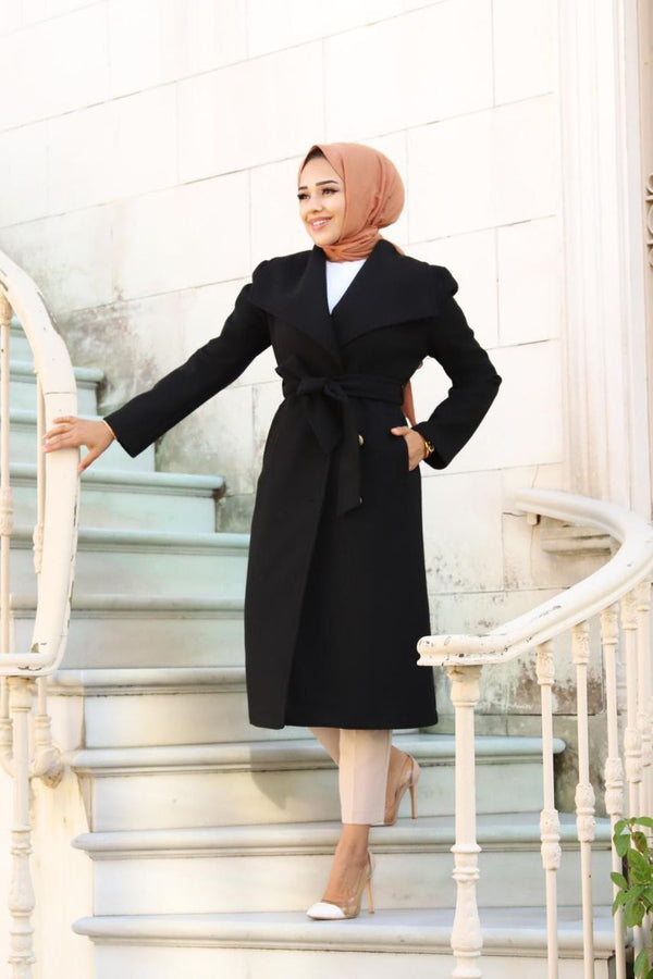 Elegant Long Coat - Belt