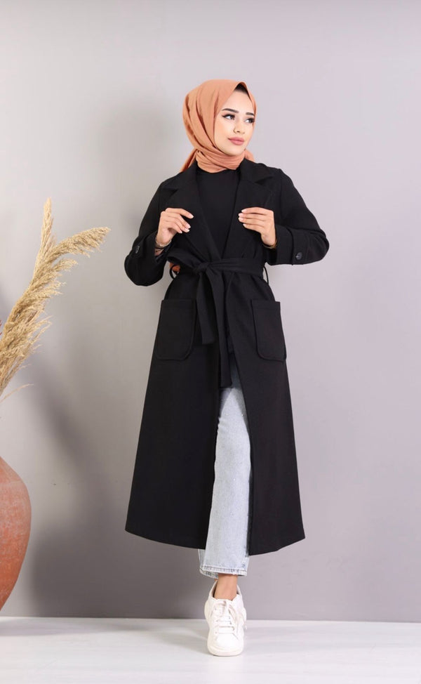 Elegant Long Coat - Belt