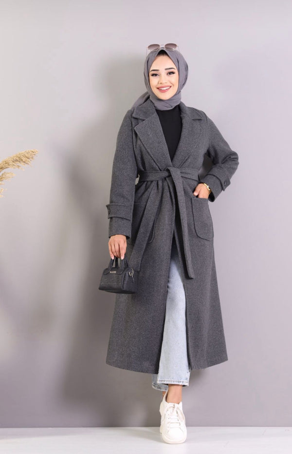 Elegant Long Coat - Belt